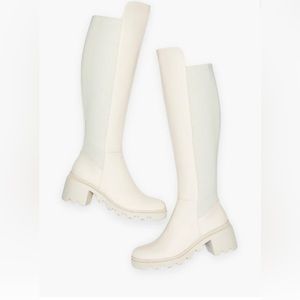 Brand new white wide calf boots